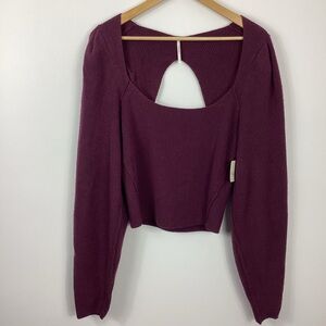 Free People Saffron Open Back Sweater Top Size Small NWT